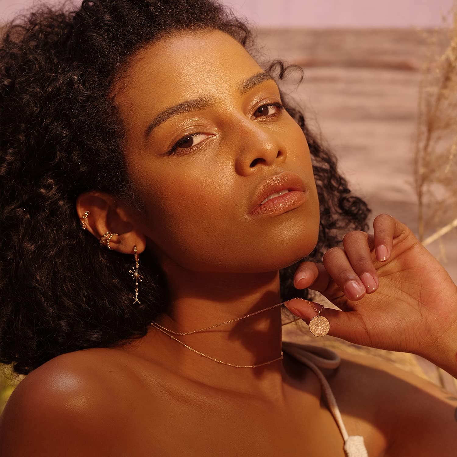 Pendant Necklace Gold Choker Layered Coin Open Karma Circle Full New Crescent Moon 14K Gold Plated Dainty Simple Moon Phase Jewelry for Women Gift - Image 2