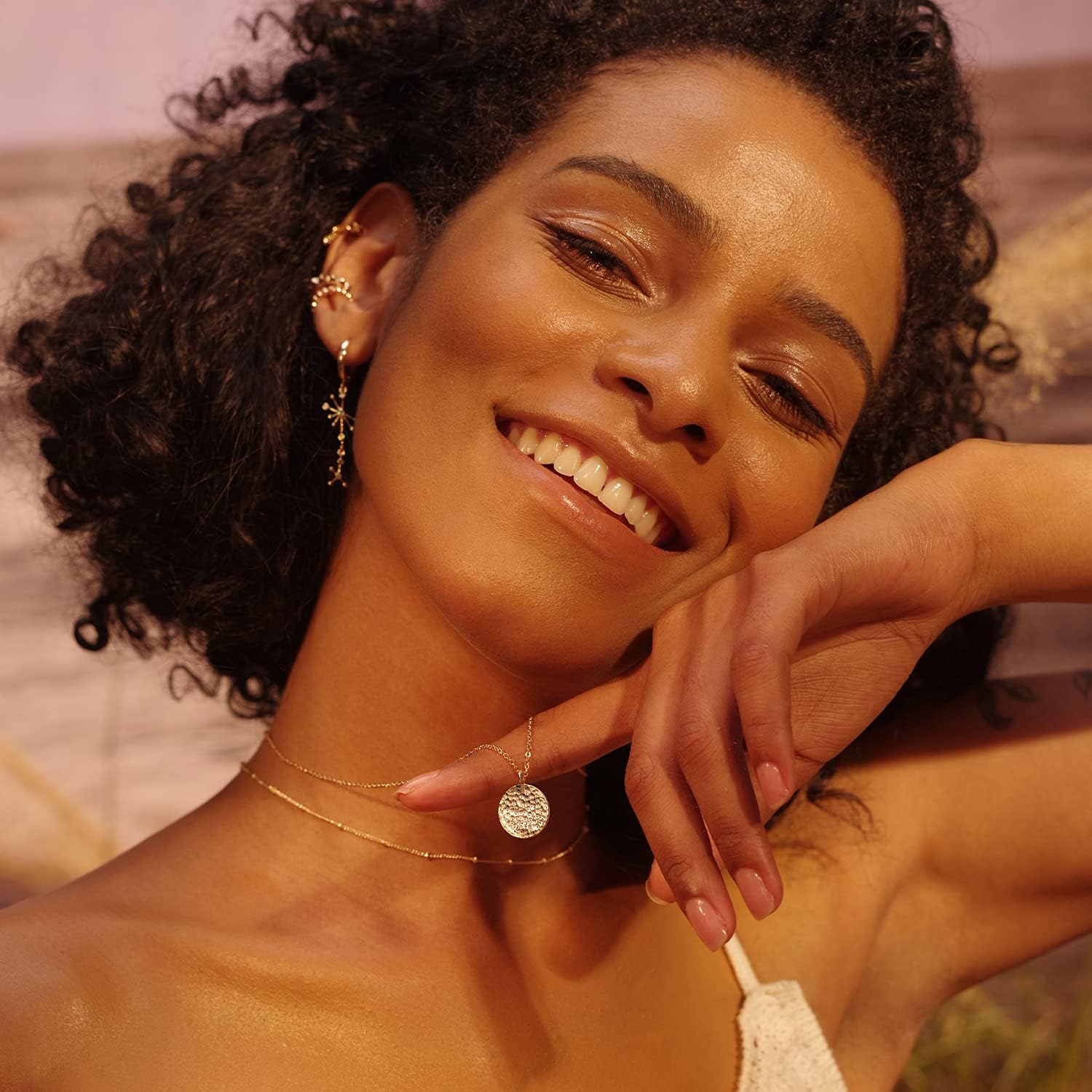 Pendant Necklace Gold Choker Layered Coin Open Karma Circle Full New Crescent Moon 14K Gold Plated Dainty Simple Moon Phase Jewelry for Women Gift - Image 3