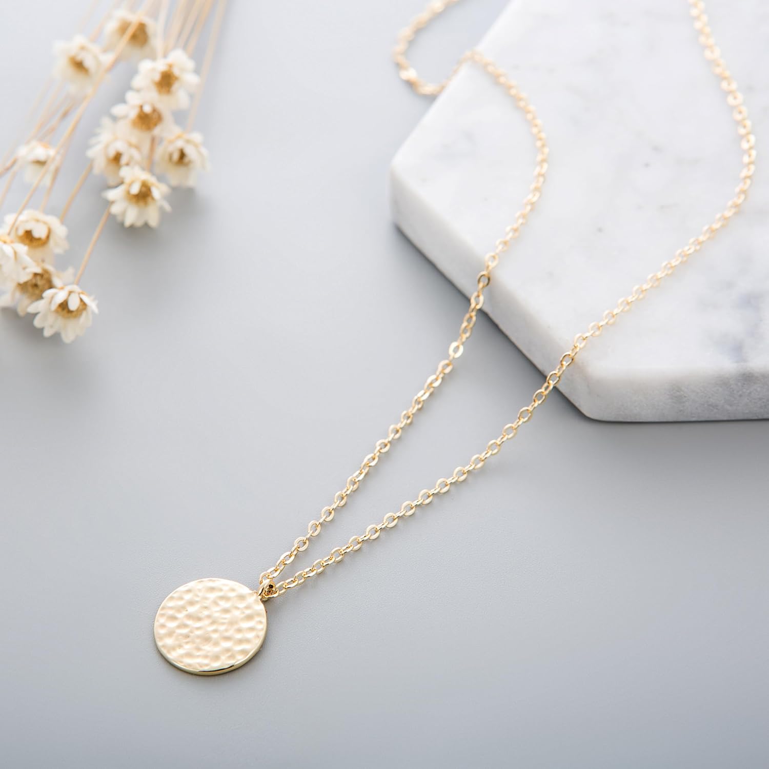 Pendant Necklace Gold Choker Layered Coin Open Karma Circle Full New Crescent Moon 14K Gold Plated Dainty Simple Moon Phase Jewelry for Women Gift - Image 4